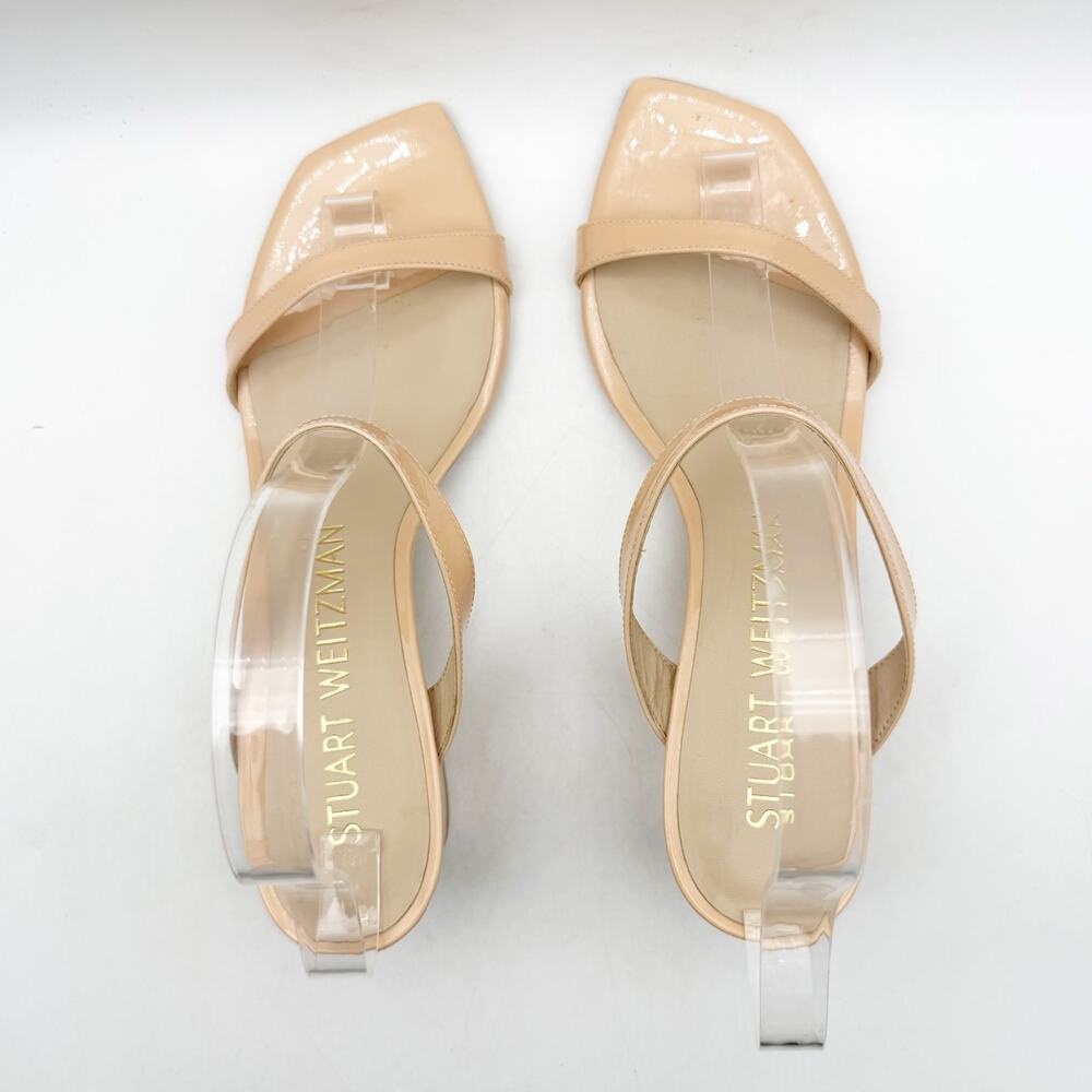 Stuart Weitzman Womens Aleena 50 Block Heel Sandals US 9 B Nude Leather - Picture 9 of 13